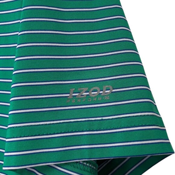 Izod Perform X Golf Polo Medium Green Stripe - Picture 2 of 6
